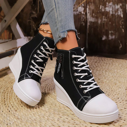 LYZANE | Elegant wedge sneaker met ritssluiting en verborgen hak