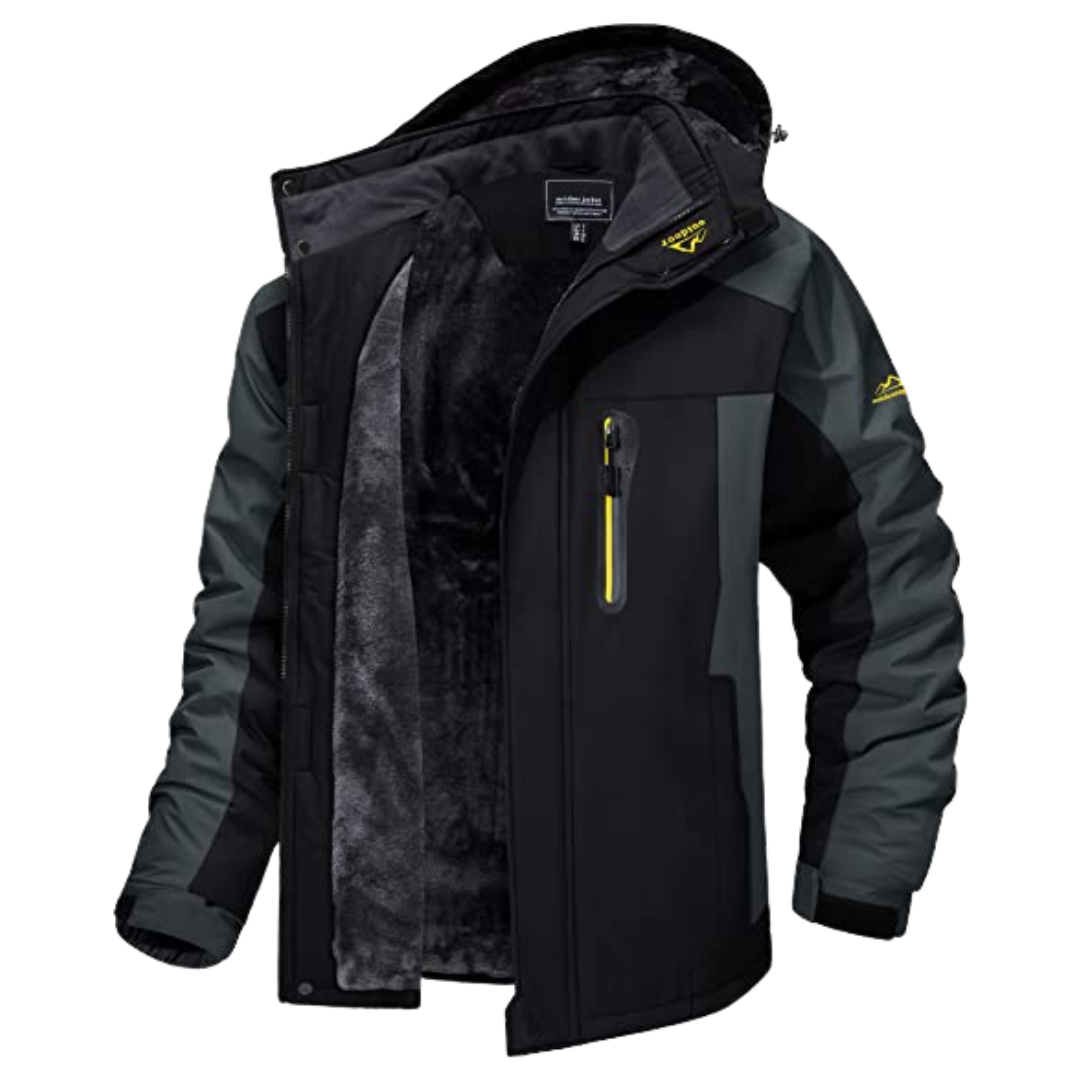Waterdichte en winddichte heren outdoorjas | Gevoerde winterjas met capuchon