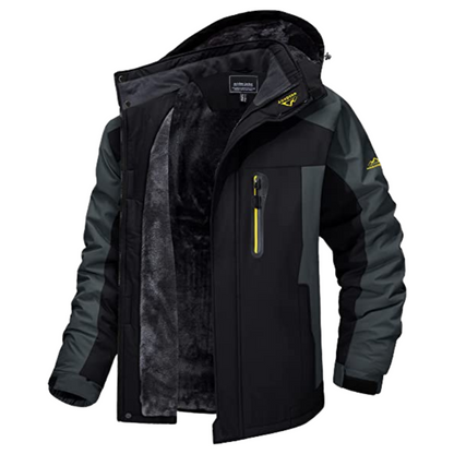 Waterdichte en winddichte heren outdoorjas | Gevoerde winterjas met capuchon