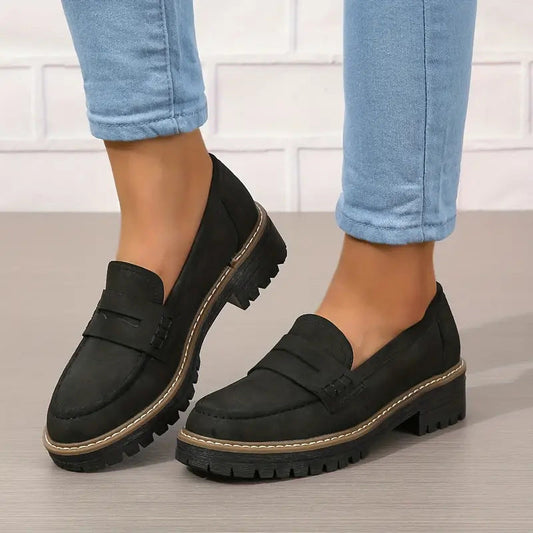 Sienna Zwarte Loafers Dames | Comfortabele Plateauzool, Antislip 0