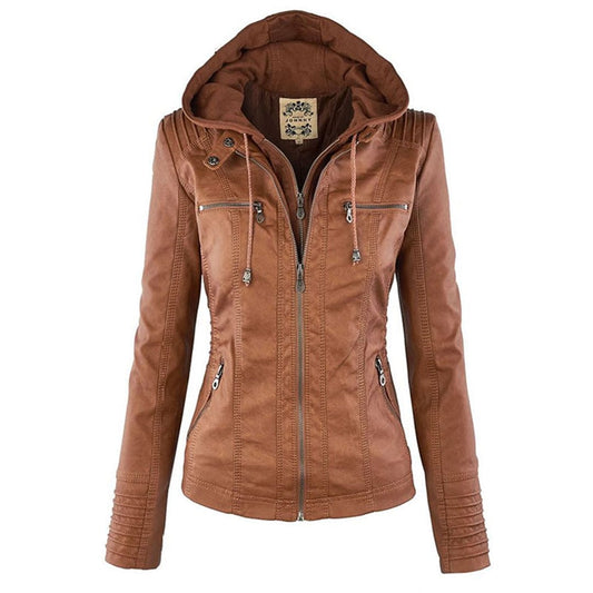 Wendy Damesjack | Zwart Leren Damesjack met Capuchon, Casual 0