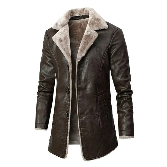 Willem Heren Winterjas | PU-Leer, Elegante Snit met Royale Isolatie 0