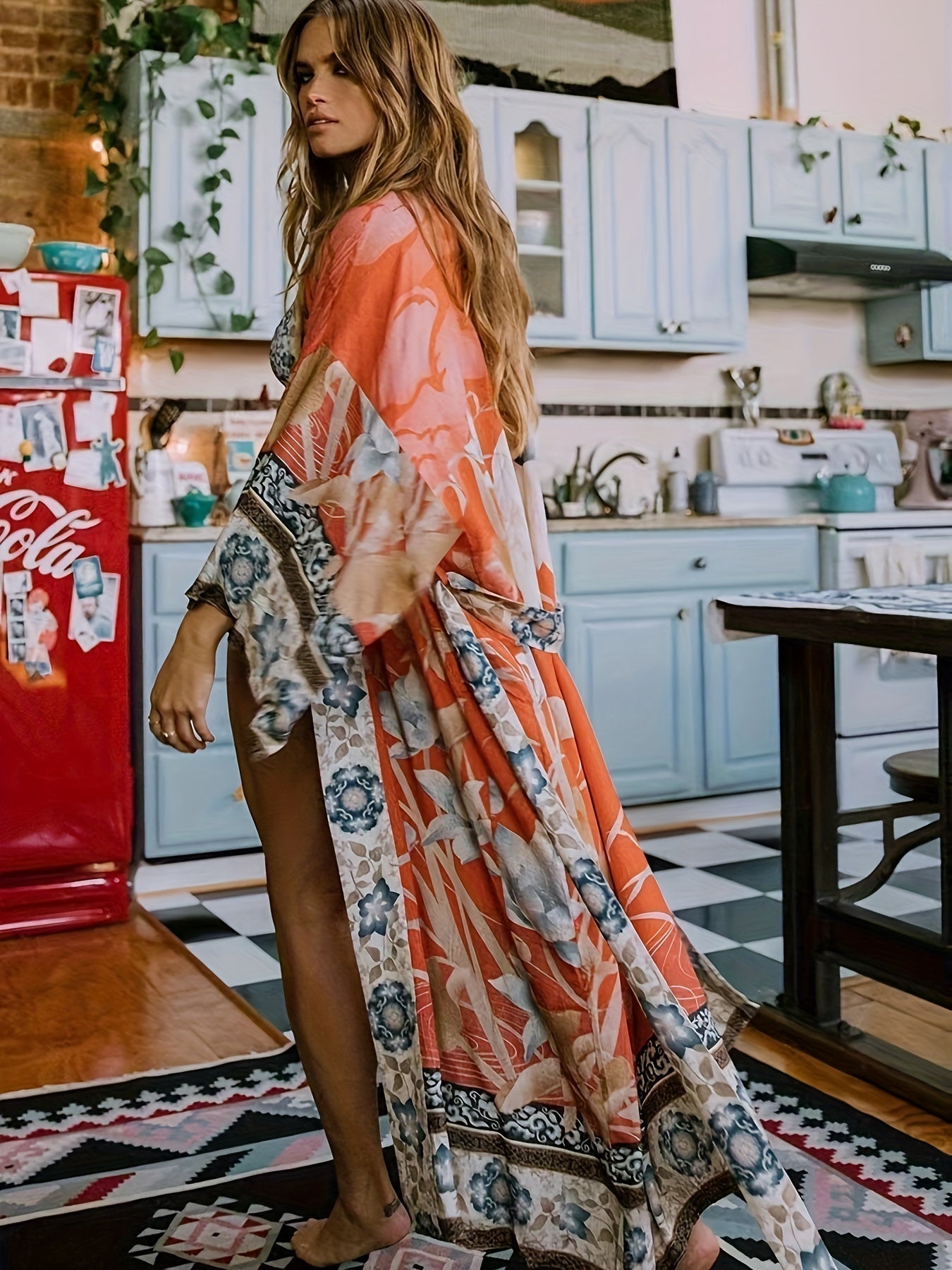 Yumea | Lange Kimono met Bloemenprint voor Dames