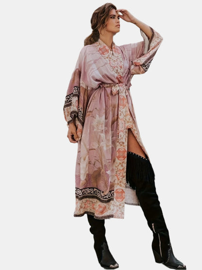 Yumea | Lange Kimono met Bloemenprint voor Dames