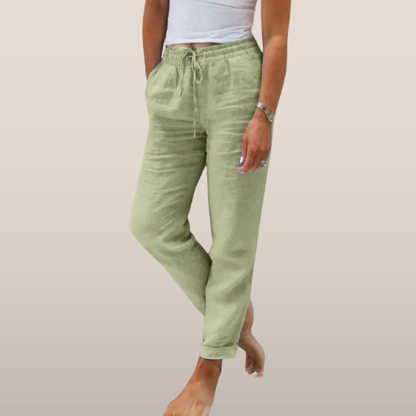 NOÉVA | zomerbroek met elastische taille en rechte pijpen