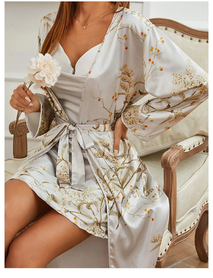 Meloura | Luxe Nachtjapon & Badjas Set