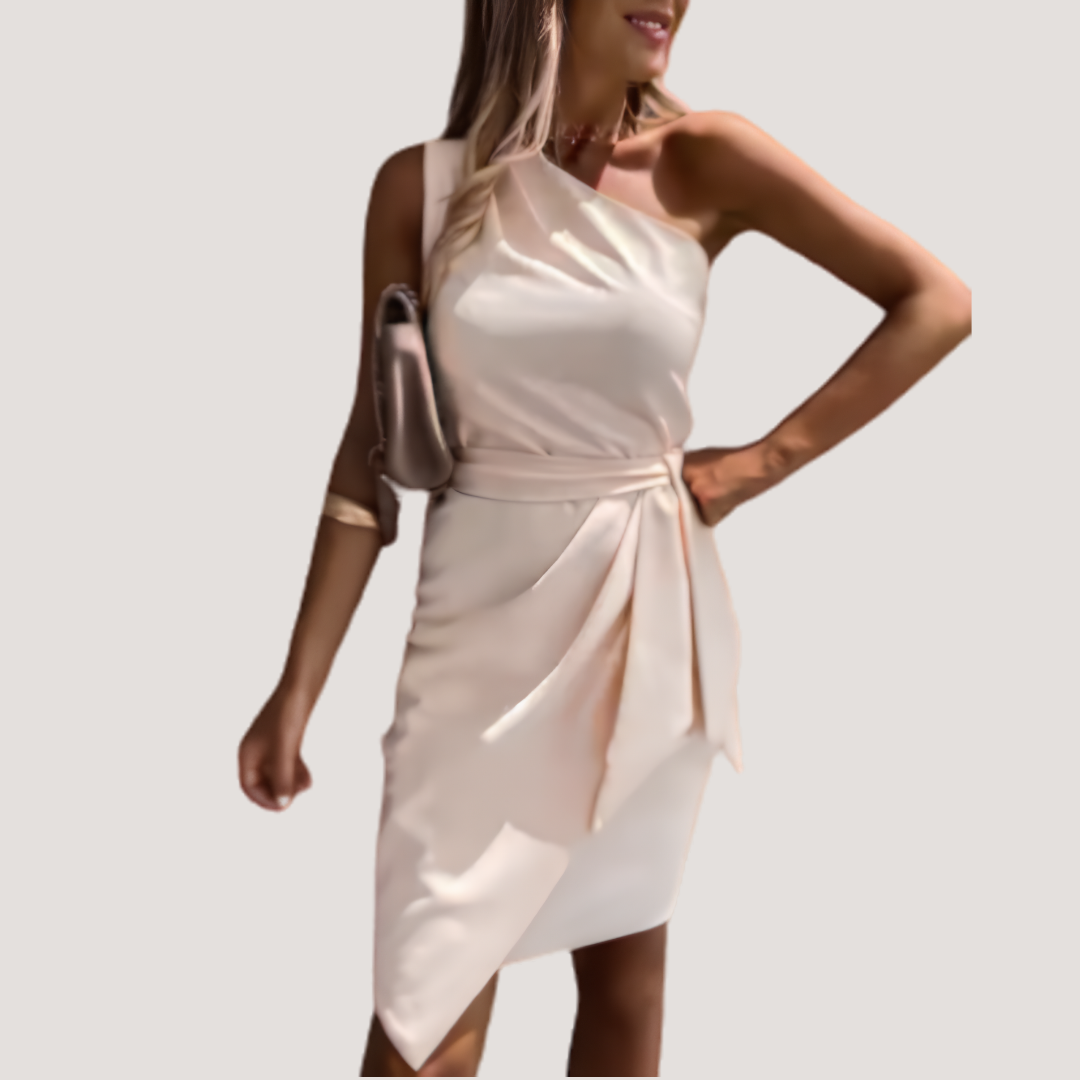 ISABELLA – One-Shoulder Zomerjurk met Tailleband voor Dames