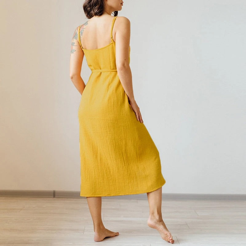 MOLLY | Mouwloze Zomerjurk Crêpe met V-hals