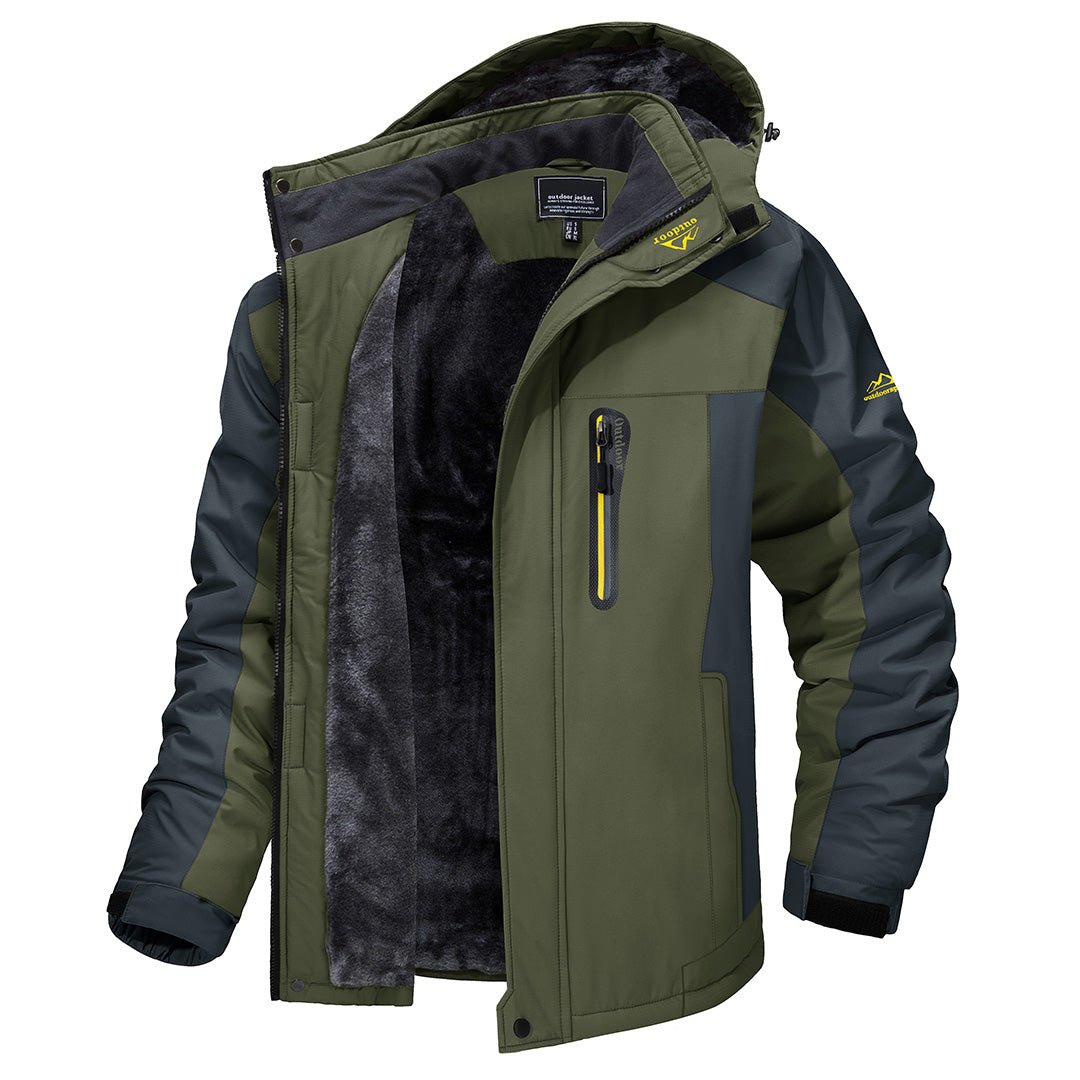 Waterdichte en winddichte heren outdoorjas | Gevoerde winterjas met capuchon