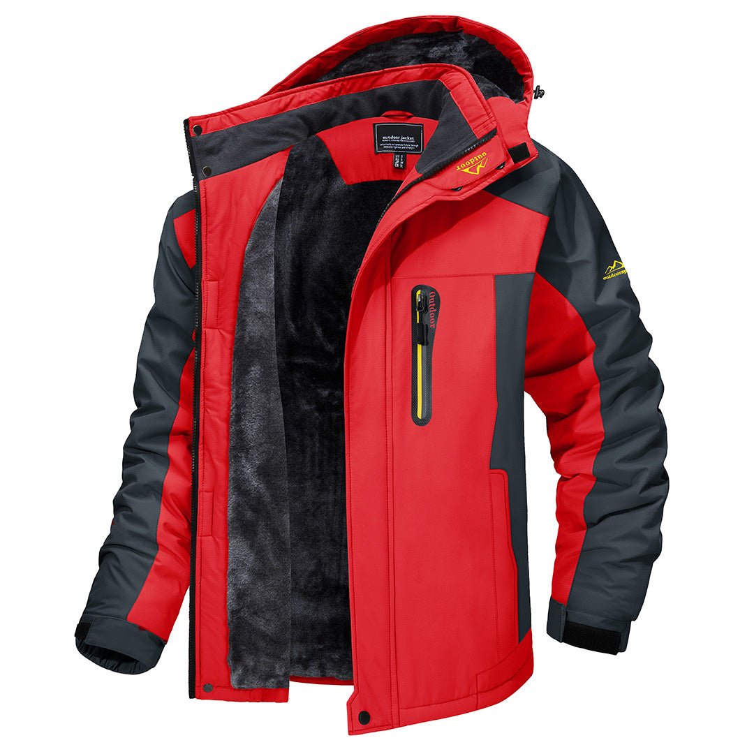 Waterdichte en winddichte heren outdoorjas | Gevoerde winterjas met capuchon