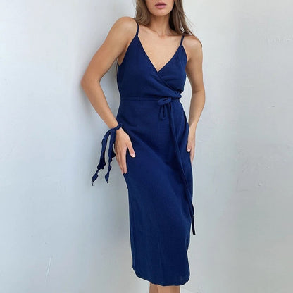 MOLLY | Mouwloze Zomerjurk Crêpe met V-hals